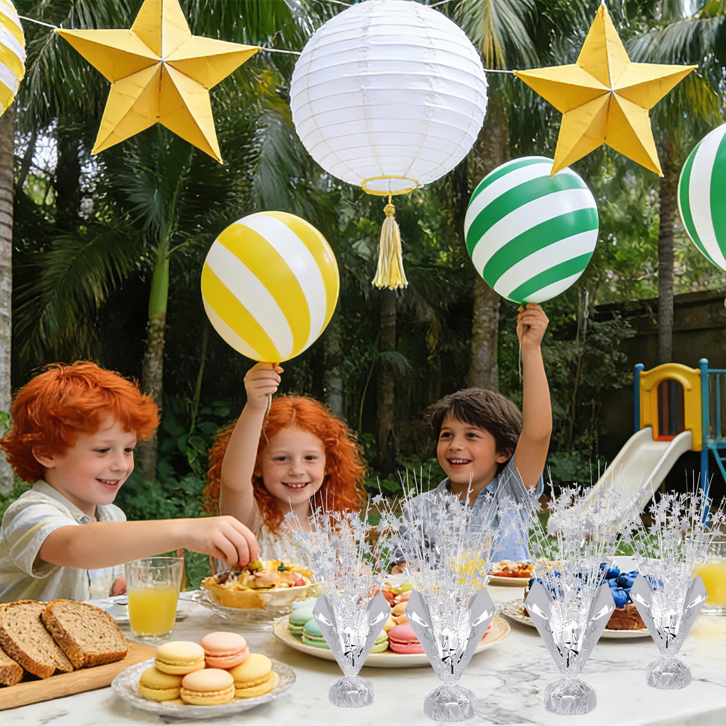 Yolyoo 6 PCS Star Metallic Foil Spray Centerpiece Table Decoration Burst Table Centerpieces for New Years Birthday Wedding Graduation Party Supplies