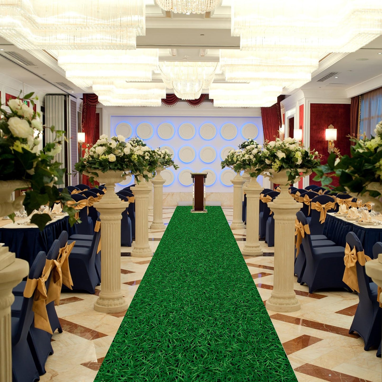 Timgle Disposable Grass Plastic Carpet Runner Indoor Outdoor Faux Grass Rug for Floor Patio Lawn Balcony Birthday Wedding Theme Prom Decor(3.28 x 32.8 ft)