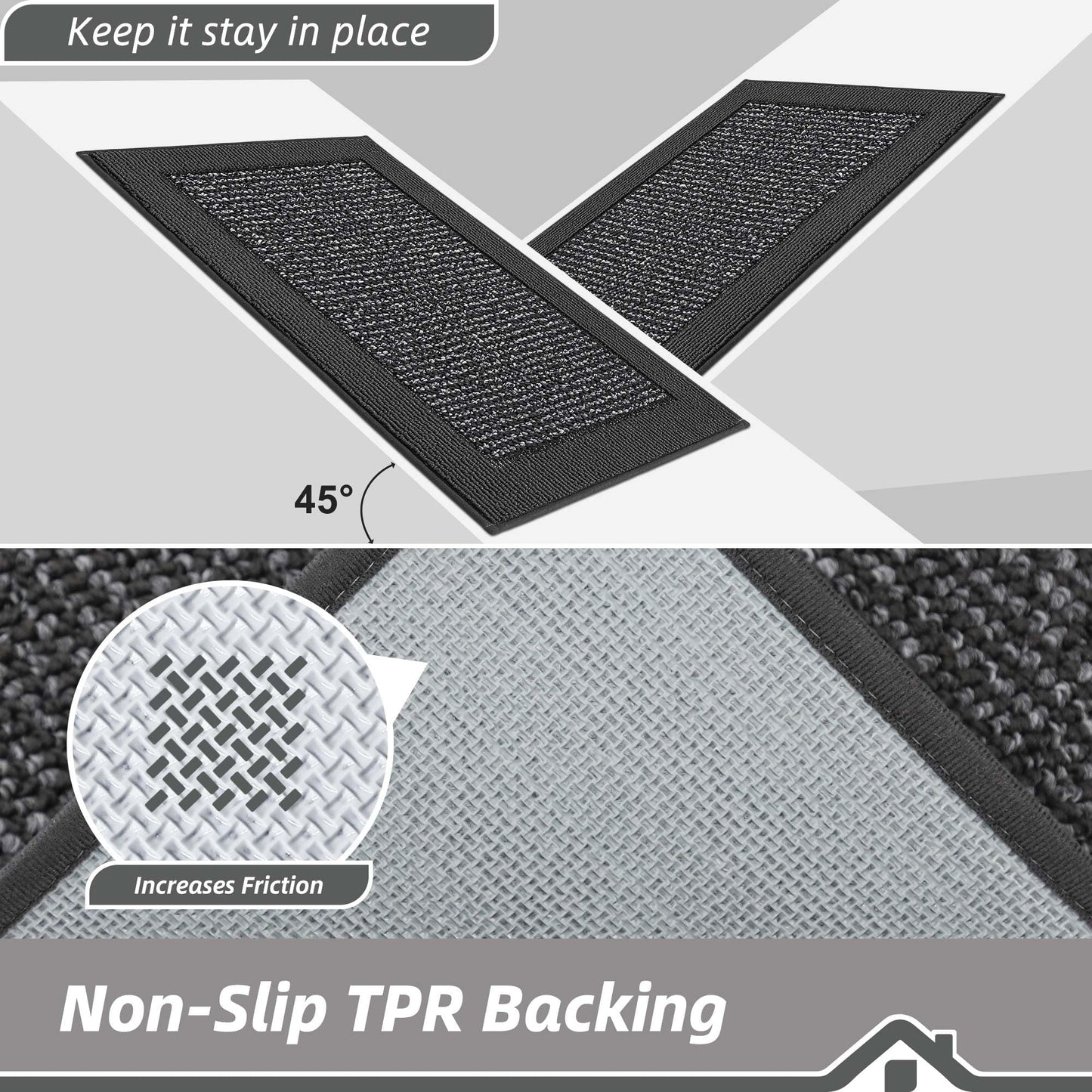 BEQHAUSE Indoor Door Mat 32" x 48", Dirt Trapper Door Mats Non-Slip Entryway Rugs Washable, Trap Dirt Absorbent Welcome Mat, Low Profile Floor Mats for Front Back Door and Entryway, Charcoal