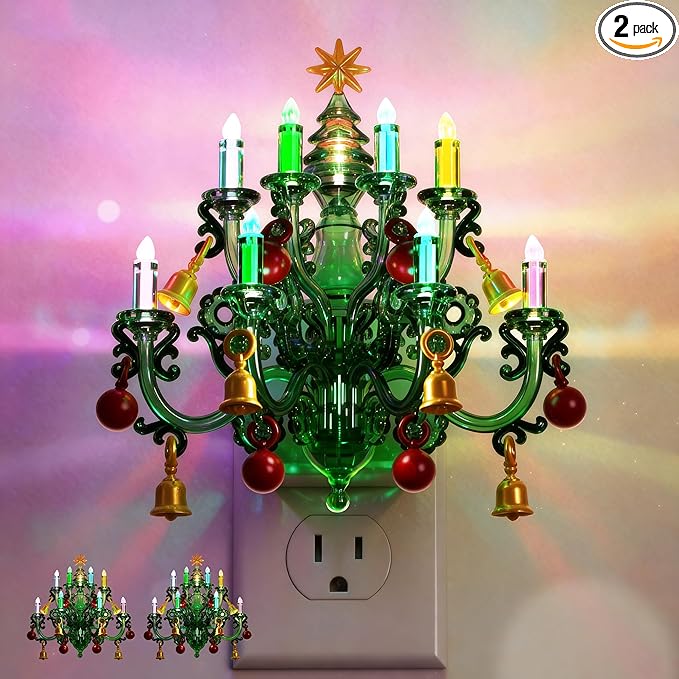 L LOHAS LED Christmas Night Light, Plug in Night Light with Dusk to Dawn Sensor, 3 Brightness Adjustable and RGB Mode, Ideal Nightlight for Christmas Home Decor, 2 Pack