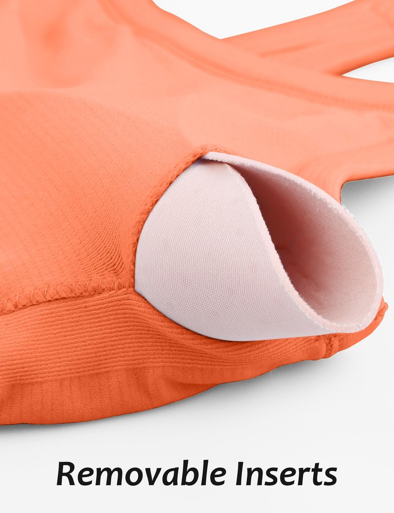 MathCat Workout Tank Tops for Women with Built in Bra, Sleeveless Gym Tops Seamless Racerback Athletic Yoga Shirts Orange