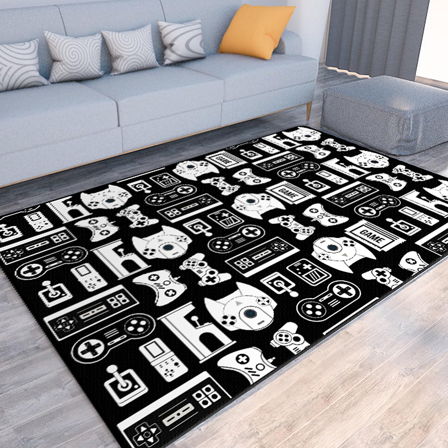 Lacut Game Rug Teen Boys Carpet with Game Controller Decoration, Video Gaming Rugs for Boy’s Bedroom Living Room Playroom, Non-Slip Gamer Carpet Children Gaming Area Rugs (Game 2, 79" x 59")