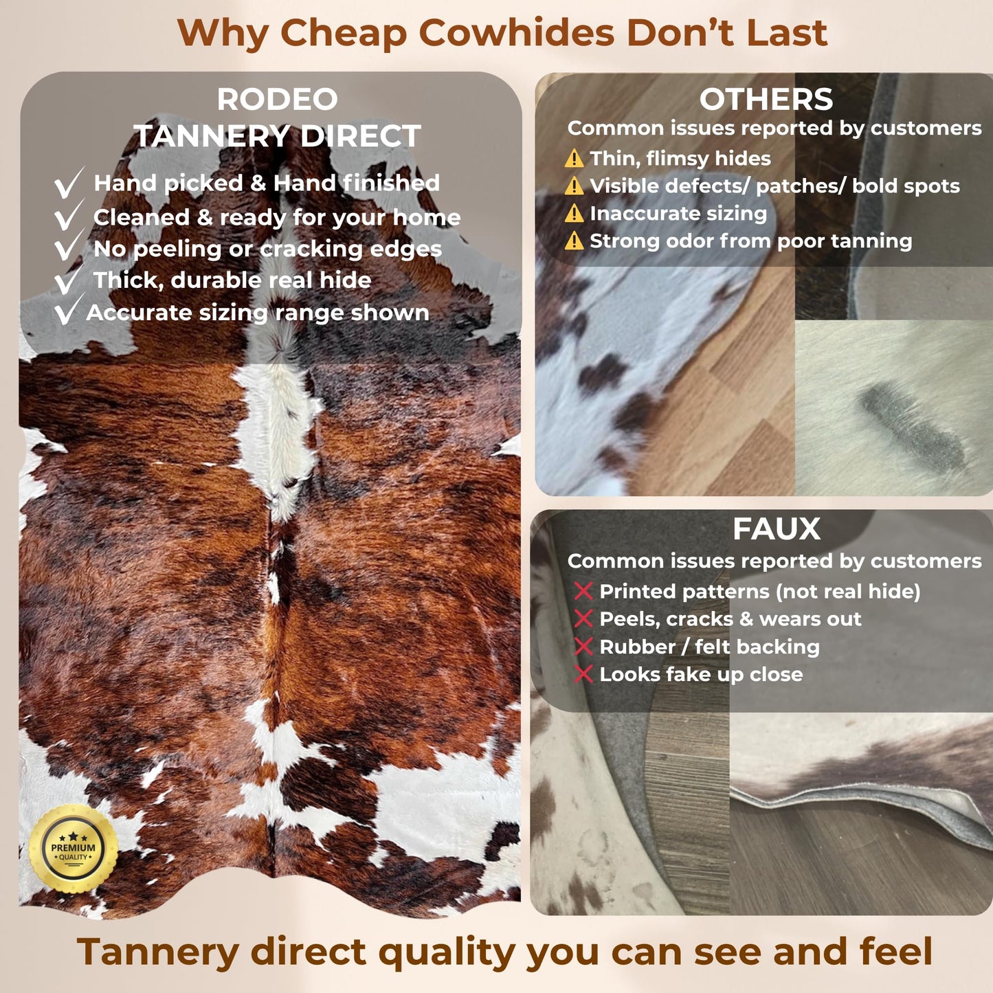 rodeo Full Grain Hair on Genuine Cowhide Rug: Real Animal Print Rug for Western Home Decor & Rustic Cow Rugs for Living Room - Western Rugs, 6x7ft - Unique Country Style Hide Decor - Brindle Nutella