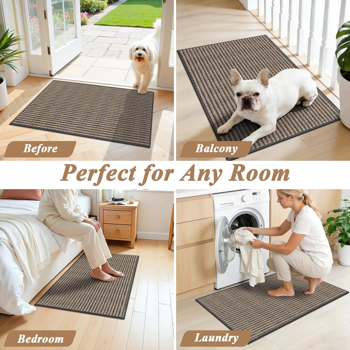 Ileading Hallway Runner 24"x71" Non-Slip Washable, Super Absorbent Stain Resistant Friendly Muddy Paws Floor Mat, Entryway Mat for Hallway Corridor, Coffee