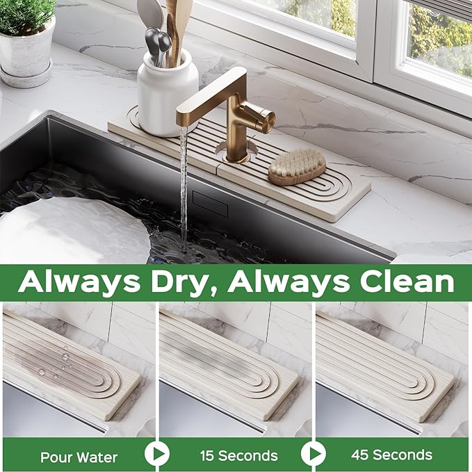 16 Inch Stone Faucet Mat for Kitchen Sink Splash Guard
