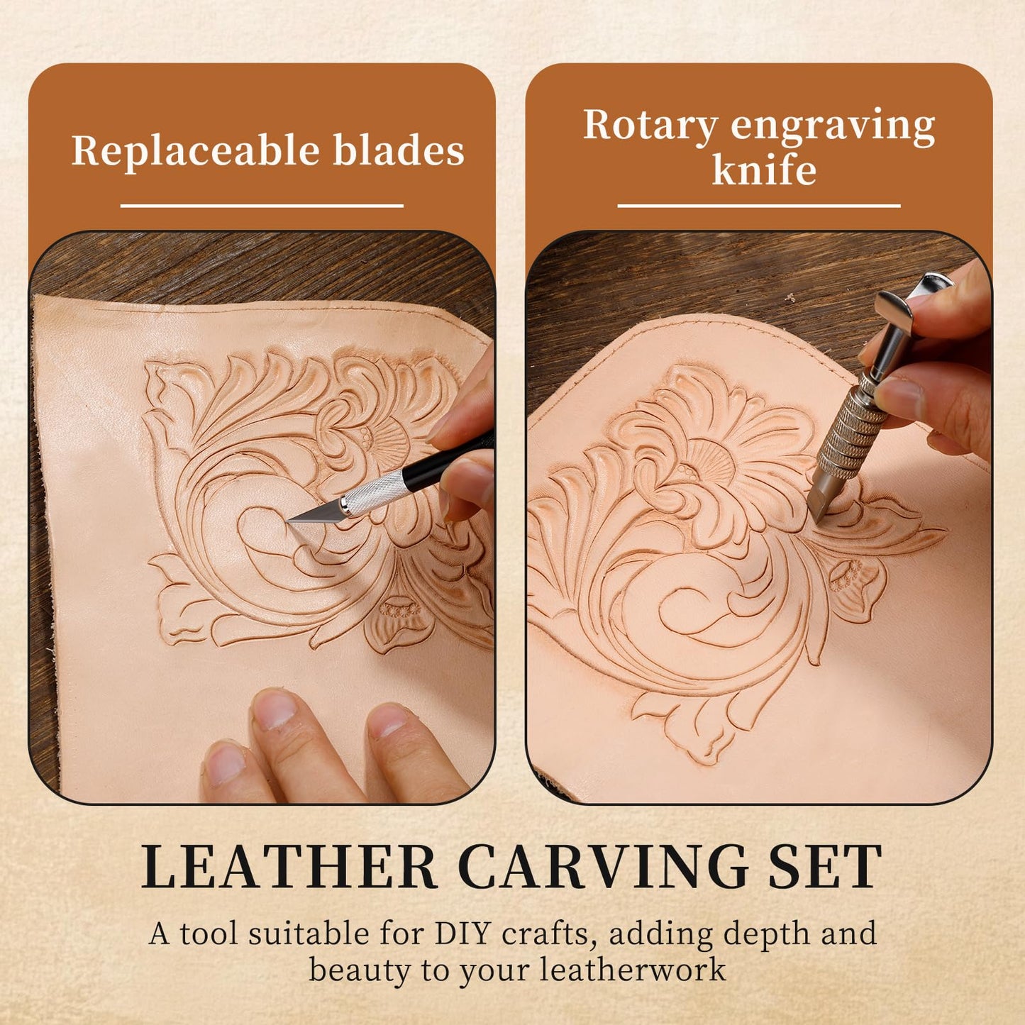 SHWAKK Leather Working Tools, All in One Leather Tooling Kit, Complete LeatherCraft Kit with Storage Bag, Stamping Tools for Sewing, Carving, Punching Stamping for Making and Handicrafts