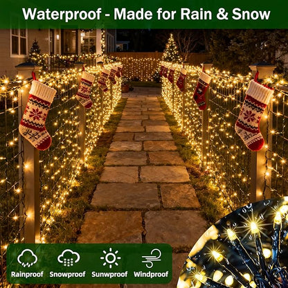750 LED 240FT Christmas Lights Outdoor,12 Lighting Modes Christmas String Lights with Timer, Dimmable Warm White LED StringLights Waterproof for Yard Tree Wedding Party Holiday Warm White