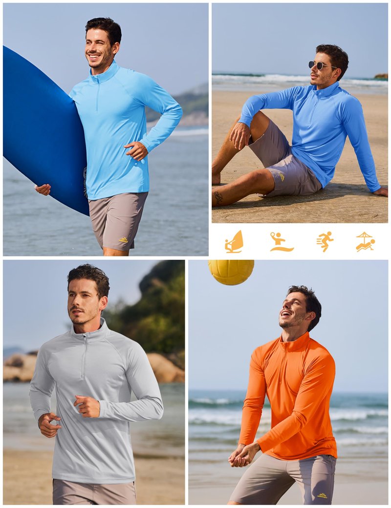 TACVASEN Shirts for Men Running 1/4 Zip Shirts Uv Protection Workout Hiking Mens Long Sleeve T Shirts Rash Guard Dry Fit Tomato Red Dry Fit XXL