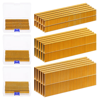 Glarks 2000Pcs 18 Gauge Narrow Crown Staples, 1/2 Inch Galvanized Crown Narrow Staples Assortment Kit for Electric Stapler, Pneumatic, DIY Home Improvement (Gold)