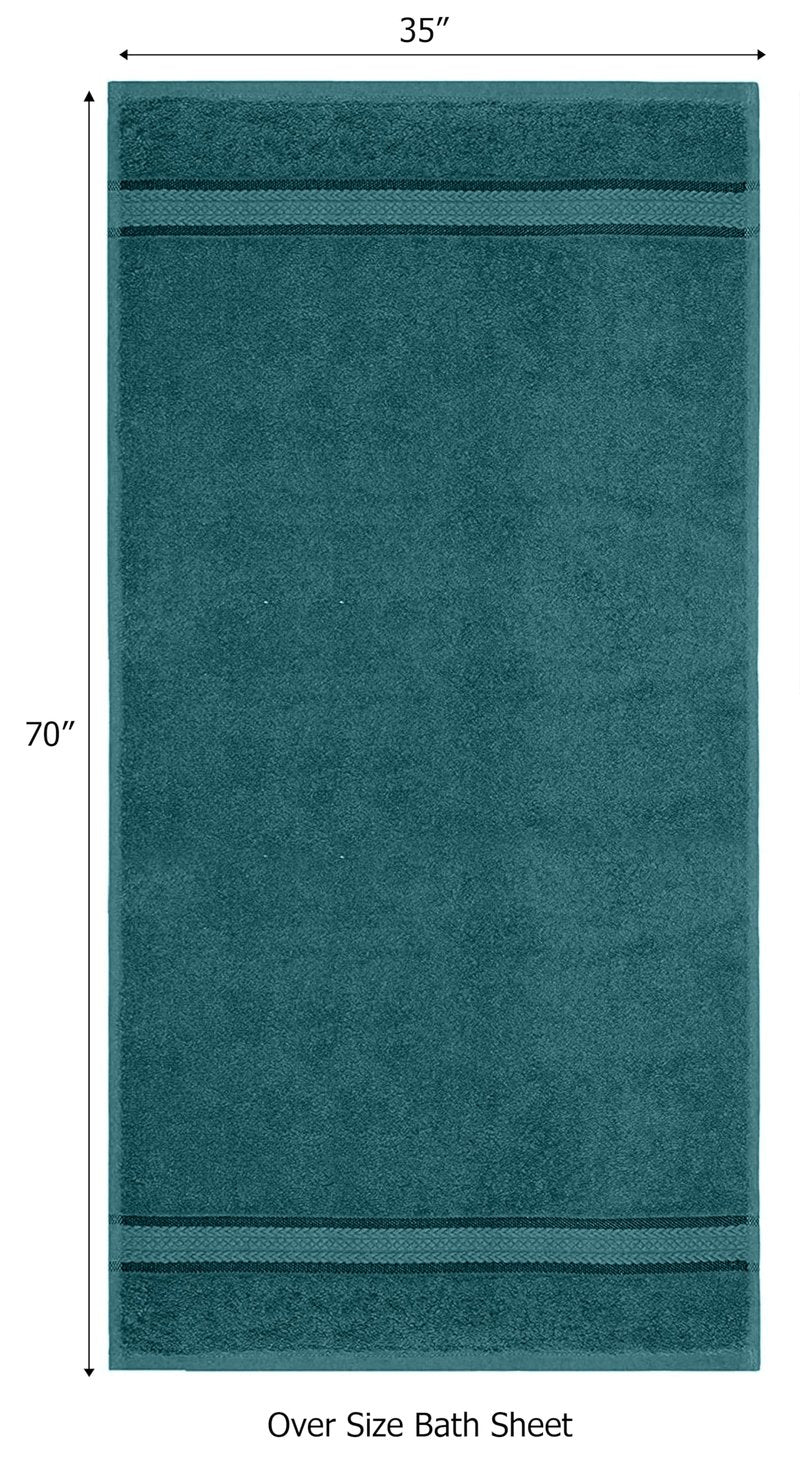 COTTON CRAFT Ultra Soft Bath Sheets - 2 Pack - 35 x 70 - Absorbent Quick Dry Everyday Luxury Hotel Bathroom Spa Gym Shower Beach Pool Travel Dorm - 100% Ringspun Cotton - 580 GSM - Easy Care - Teal