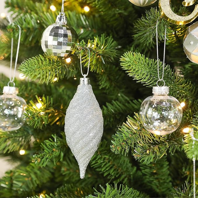 SHareconn 100pcs Christmas Tree Decorations Ornaments Set, Shatterproof Plastic Baubles Decorative Balls for Xmas Tree Decor Holiday Wedding Party, Sliver