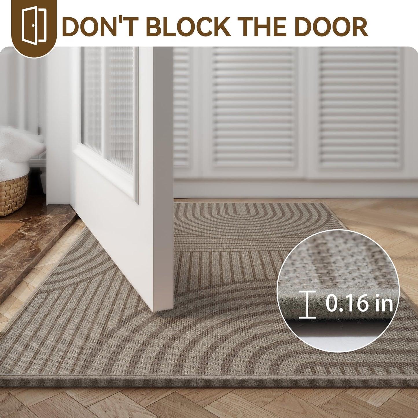 QiCaiJia Front Door Mat 31''x47'', Absorbent Dirt Resist Washable Non Slip Low-Profile Indoor Doormat, Easy Clean Welcome Entryway Door Mats, Brown