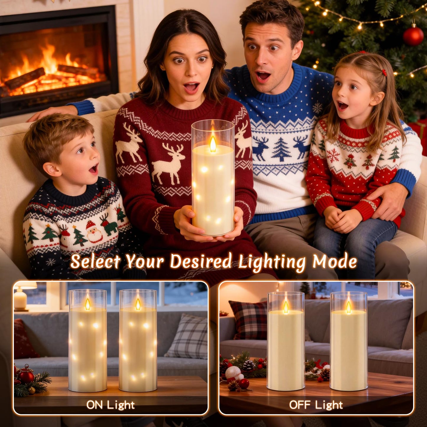 11" x 4" Large Outdoor Waterproof LED Candles, 2Pcs Pillar Candles with Remote & Timer, Flameless Candle Battery Operated with Embedded Star String for Porch, Patio, Outdoor Decor and Christmas