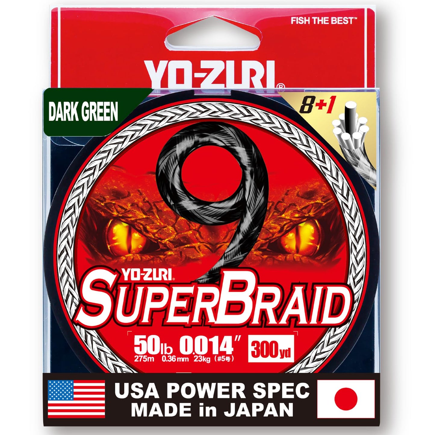 YO-Zuri SUPERBRAID 9 - Floating Braided Fishing LINE, 300 YD, Dark Green, 50 LB