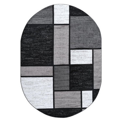 Rugshop Contemporary Modern Boxes for Home Office,Living Room,Bedroom,Kitchen Non Shedding Oval Area Rug 5' x 7' Gray