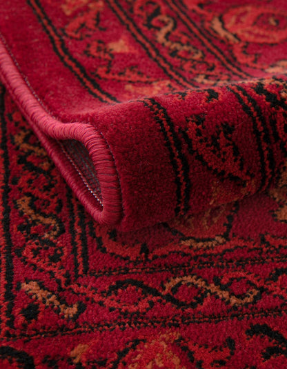 Rugs.com Bokhara Collection Rug – 5 Ft Round Red Medium-Pile Rug Perfect for Kitchens, Dining Rooms