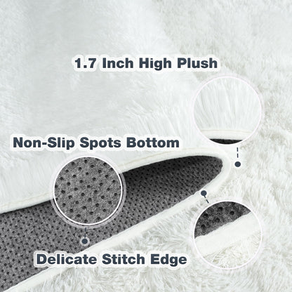 Large 8x10 Area Rugs for Living Room, Cream White Soft Shag Rug for Bedroom, Non-Slip Ultra Fluffy Rug, Modern Plush Carpet for Girls Boys Kids Room Dorm, Fuzzy Rug for Home Decor Aesthetic