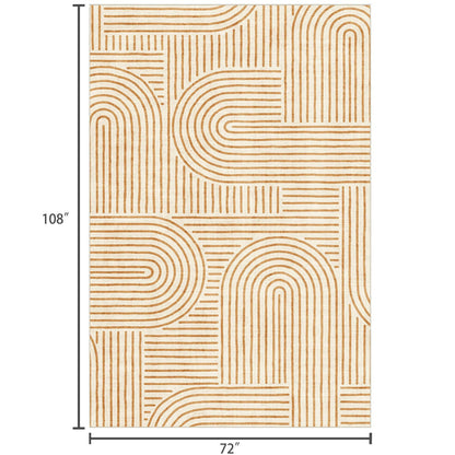 LUXRUG 6x9 Area Rug for Living Room - Large Abstract Washable Rugs for Bedroom Non-Slip Orange Dining Room Rug Rainbow Low-Pile Carpet Soft Modern Rug for Office Nursery Room
