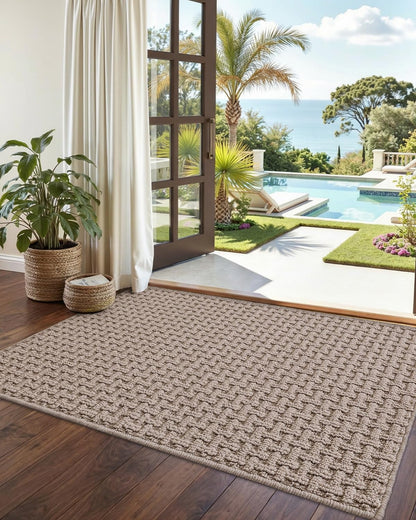 DEXI Indoor Front Door Mat Entryway Non Slip 36x60, Washable Entry Way Mats Inside Entrance, Welcome Doormat Dirt Trapper for House Floor Home Porter Hall Backdoor Area Light Taupe