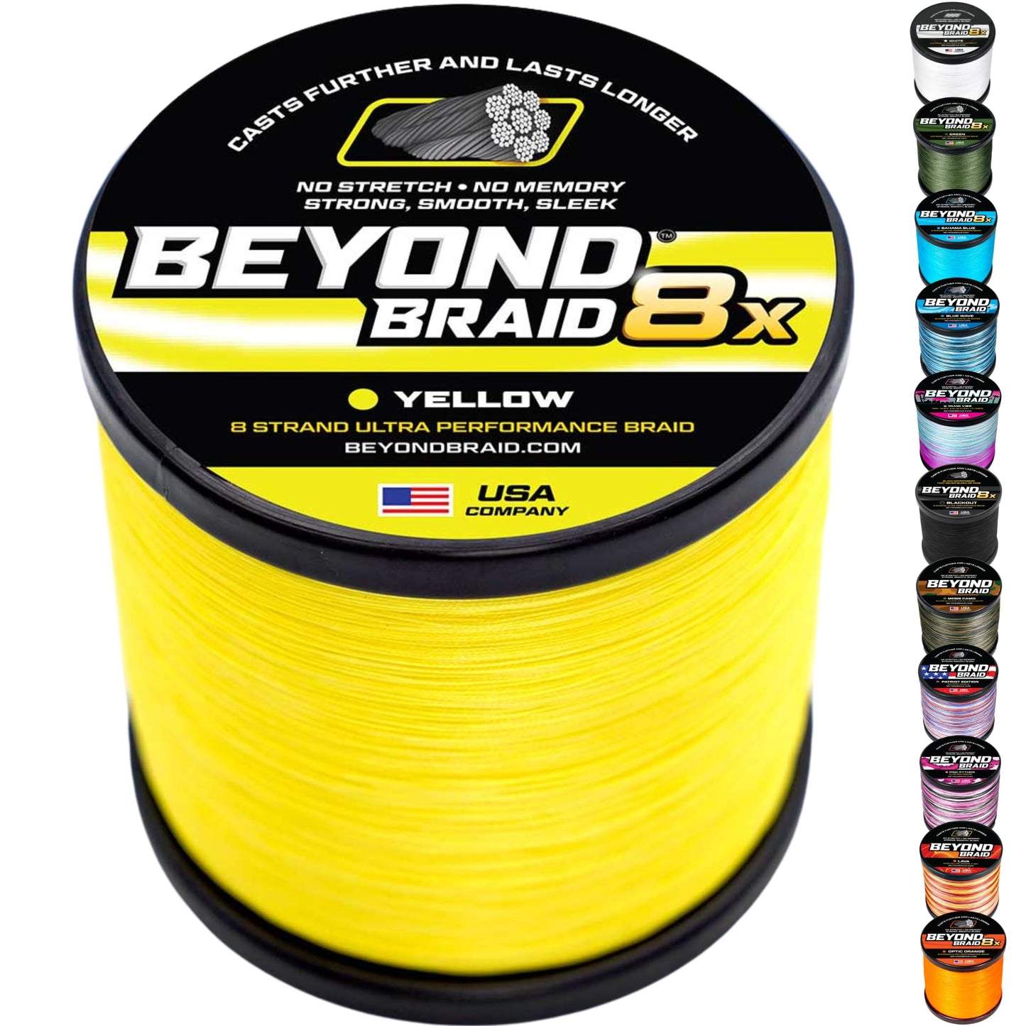 Beyond Braid Braided Fishing Line - Yellow 8X - No Fade - 300 Yards 20LB