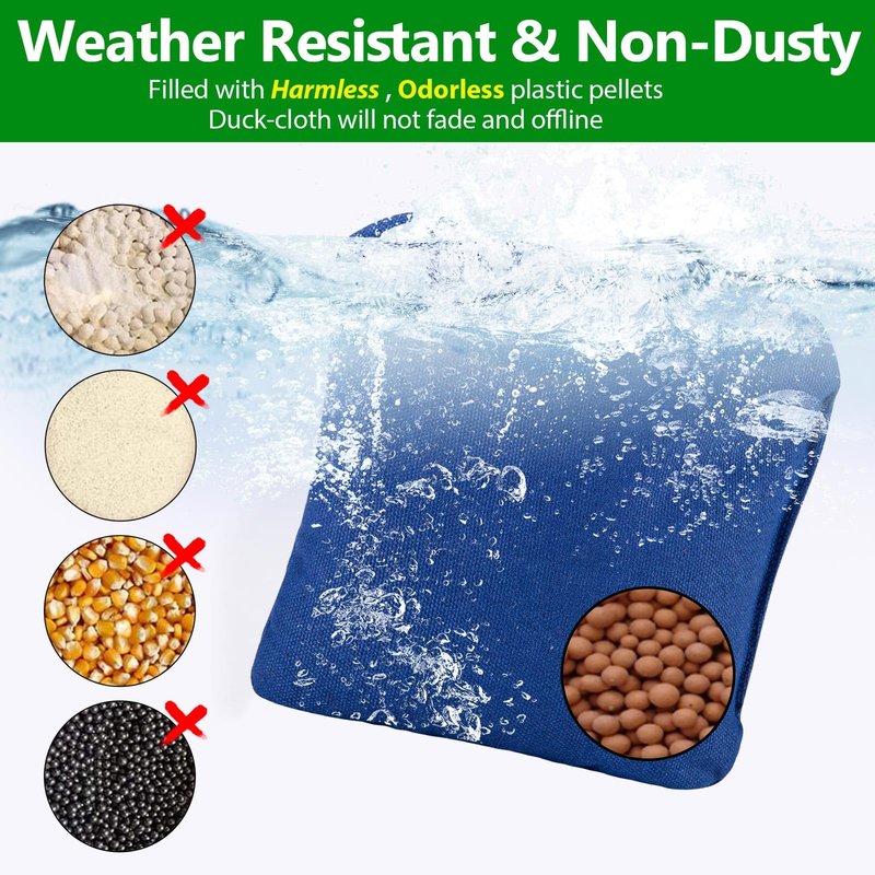 EunHo Cornhole Bean Bags Set of 8 Weather Resistant & Regulation Professional Size/Weight for Cornhole Games with Carry Bag（Red/Blue）