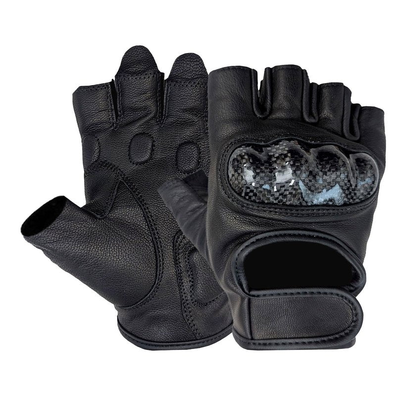 Hugger Fingerless Motorcycle Gloves for Men – Leather Riding Gloves with Knuckle Protection, Breathable Grip Gloves for Driving & Outdoor Use