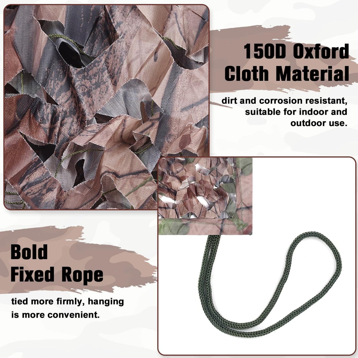 Yeacool Camo Netting Mesh Camouflage Netting Military Surplus Hunting Blind Net for Camping Military Theme Party Decor Backdrop Sunshade Car Cover Shooting (Camo Bionic Leaves, 6.5ftx10ft, 2m*3m)