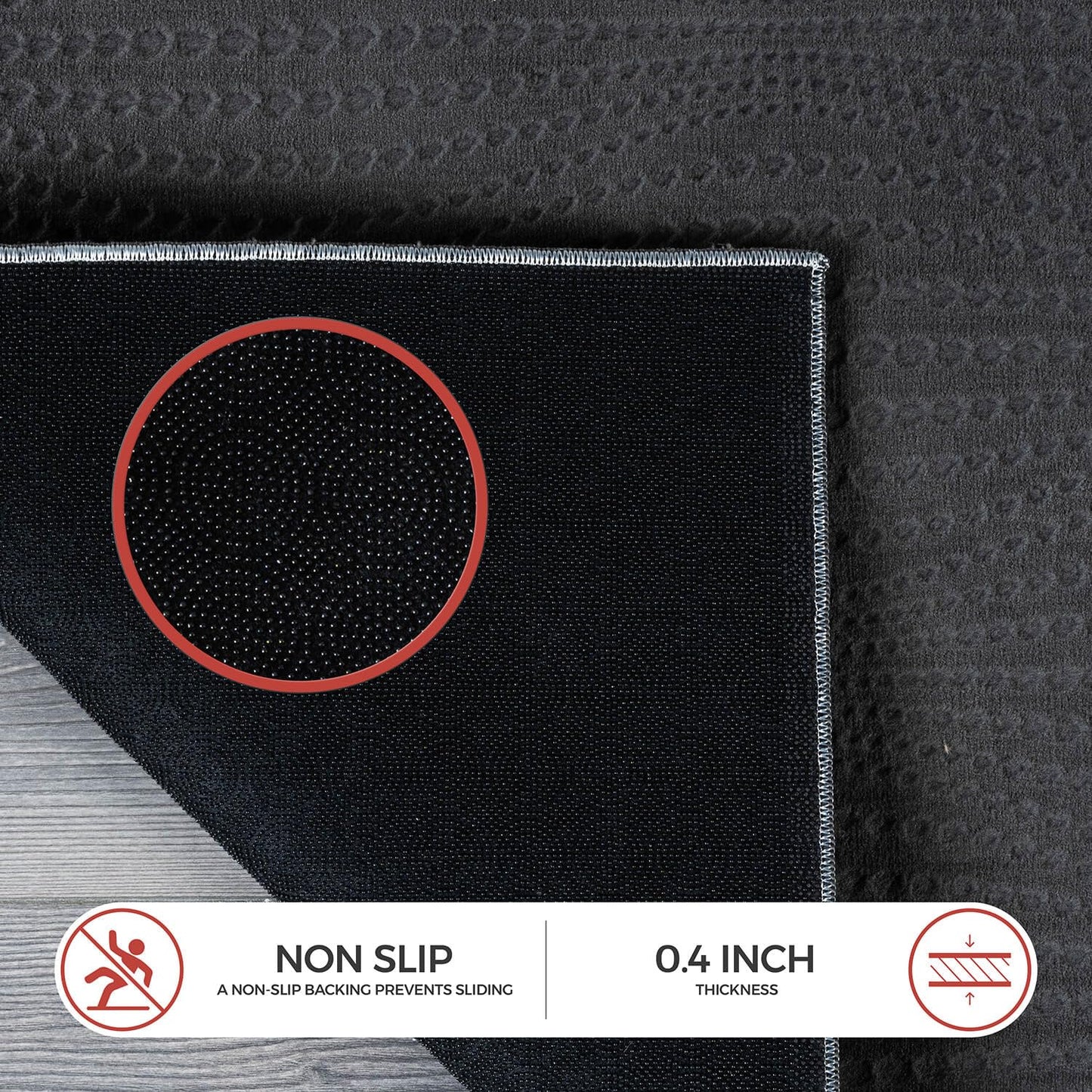 Luul Home Modern Dark Gray Non Slip Rug Solid 5x7 Non Skid Soft Rubber Back Area Rugs for Living Room Kitchen Bedroom Bathroom Dining Room Easy Cleaning Stain Resistant Non Shedding Carpet 5 x 7