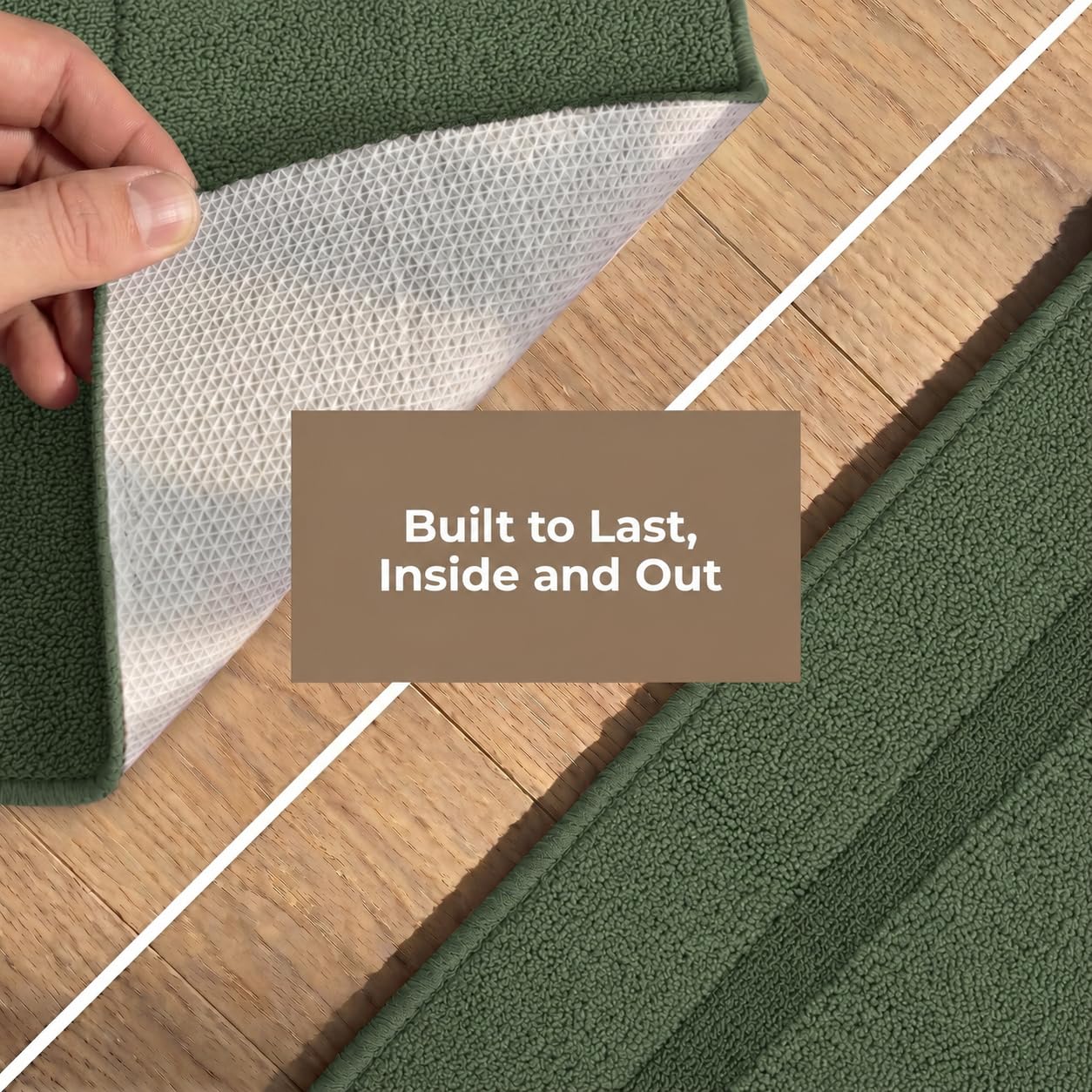 Indoor Door Mat 20 x 31 Inch, Forest Green Entryway Rug, Absorbent Non-Slip Washable Floor Mat for Front Door, Muddy Shoes and Dogs
