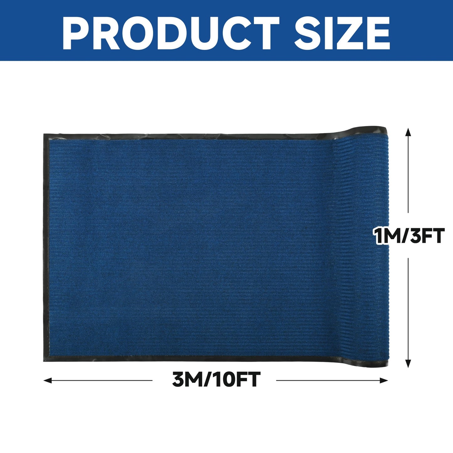 foriy 3x10ft Outdoor Floor Mat Commercial Runner Rug Heavy Duty Non Slip Entrance Rugs Indoor Outdoor Entryway Doormat with Rubber Back Waterproof Mat for Home Hotel Office (3'x10'Dark Blue)