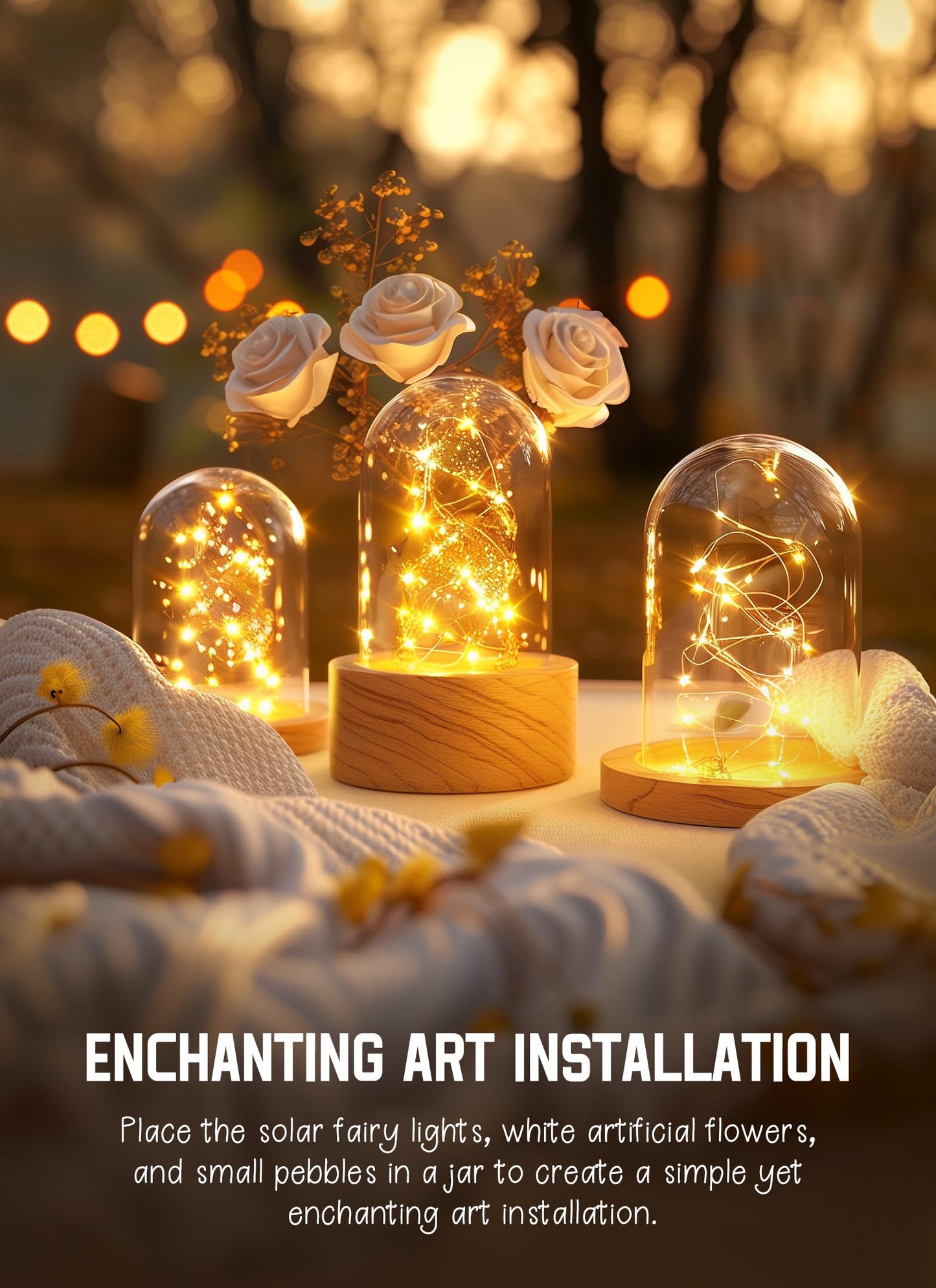 Brightown Outdoor Solar String Lights, 6 Pack 33Feet 100 Led Solar Powered Fairy Lights with 8 Modes Waterproof Decoration Copper Wire Lights for Patio Yard Trees Christmas Wedding Party (Warm White)