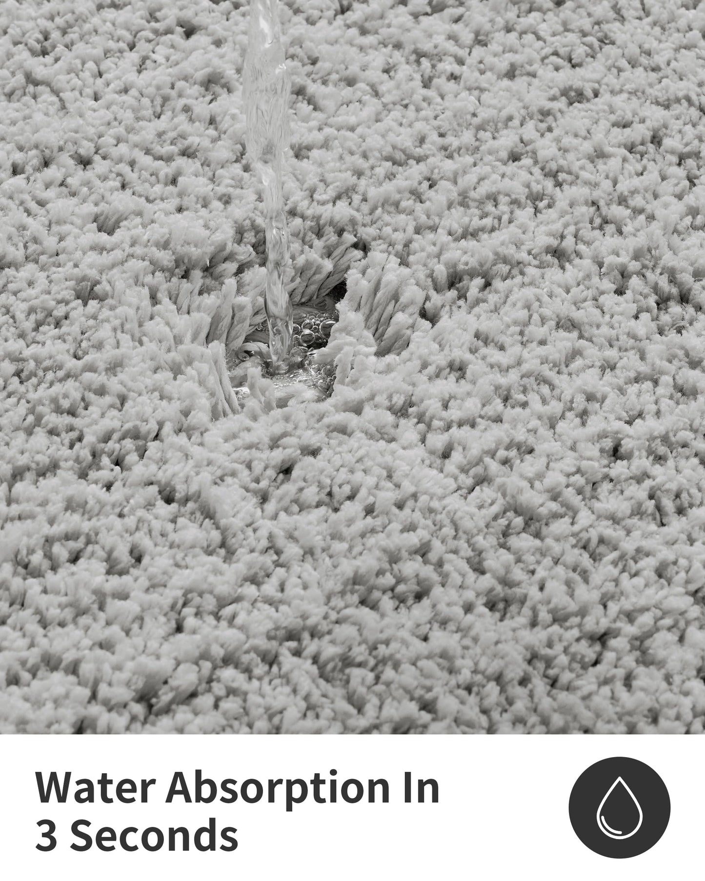 ILANGO Grey Toilet Rugs U Shaped 22" × 24" Non Slip & Super Absorbent Extra Thick Soft, Washable Bath Mats for Bathroom Floor, Microfiber Plush Shaggy Contour Bath Rugs for Toilet,Dry Quick