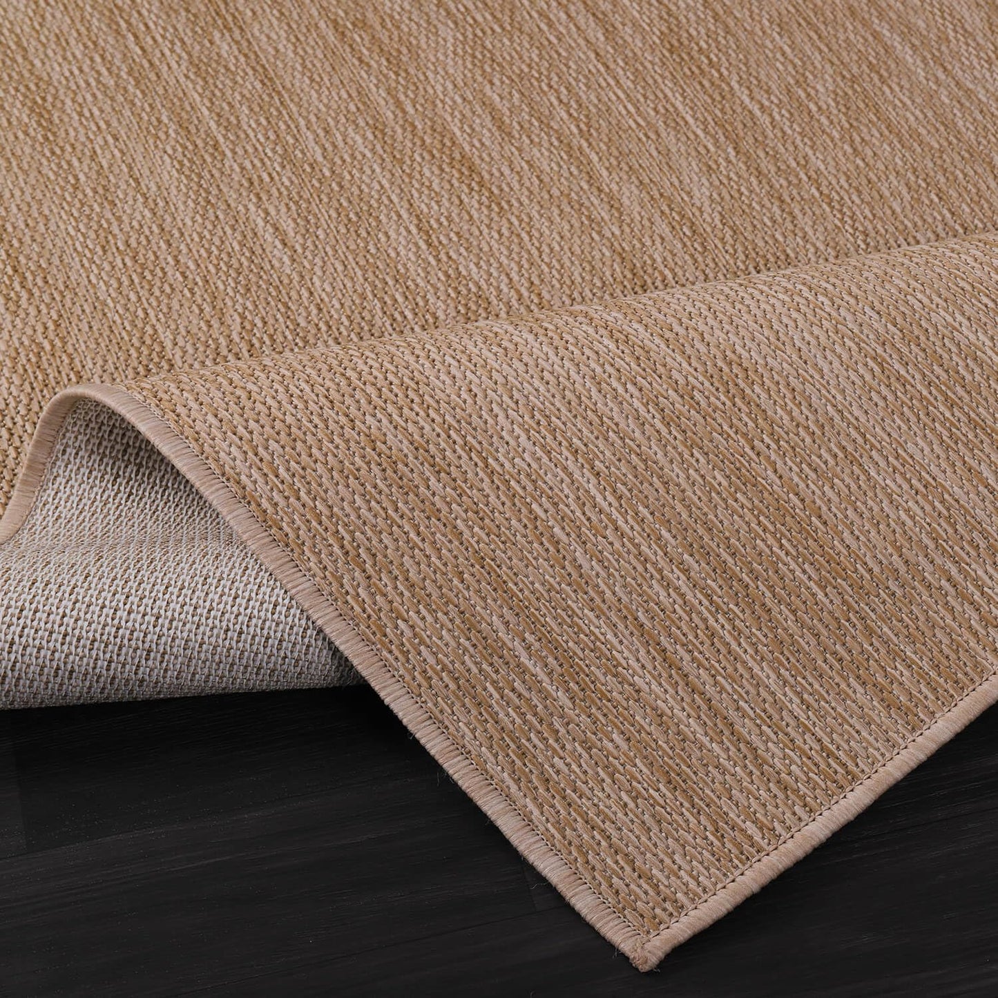 Beverly Rug Indoor Outdoor Rug 6x9, Washable Outside Carpet for Patio, Deck, Porch, Solid Modern Area Rug, Water Resistant, Jute Beige