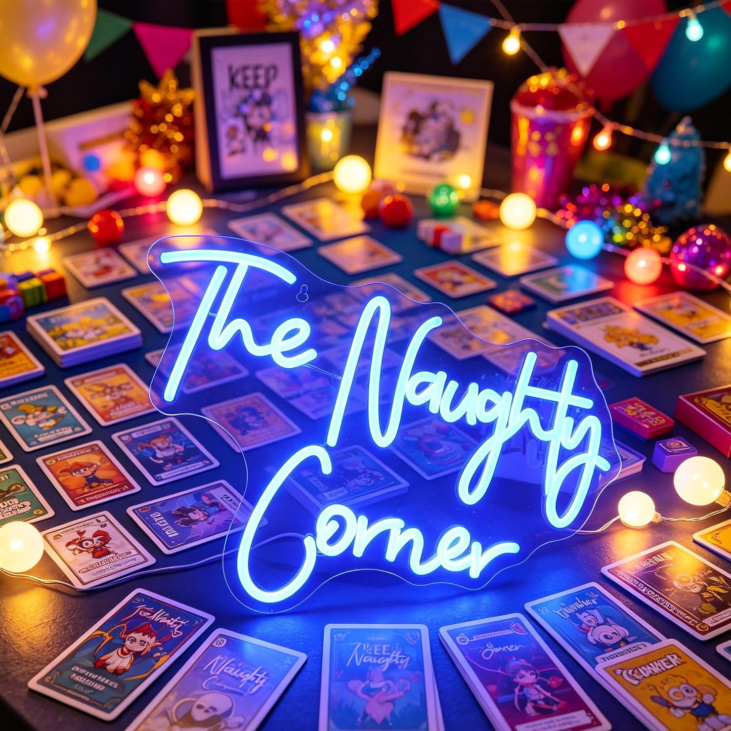 QiaoFei LED "The Naughty Corner" Neon Sign Word/Letters USB Powered Neon Lights for Girls Room Home Bar Art Wall Decor Party Window Living Room Decor Birthday Christmas' Gift(Blue)