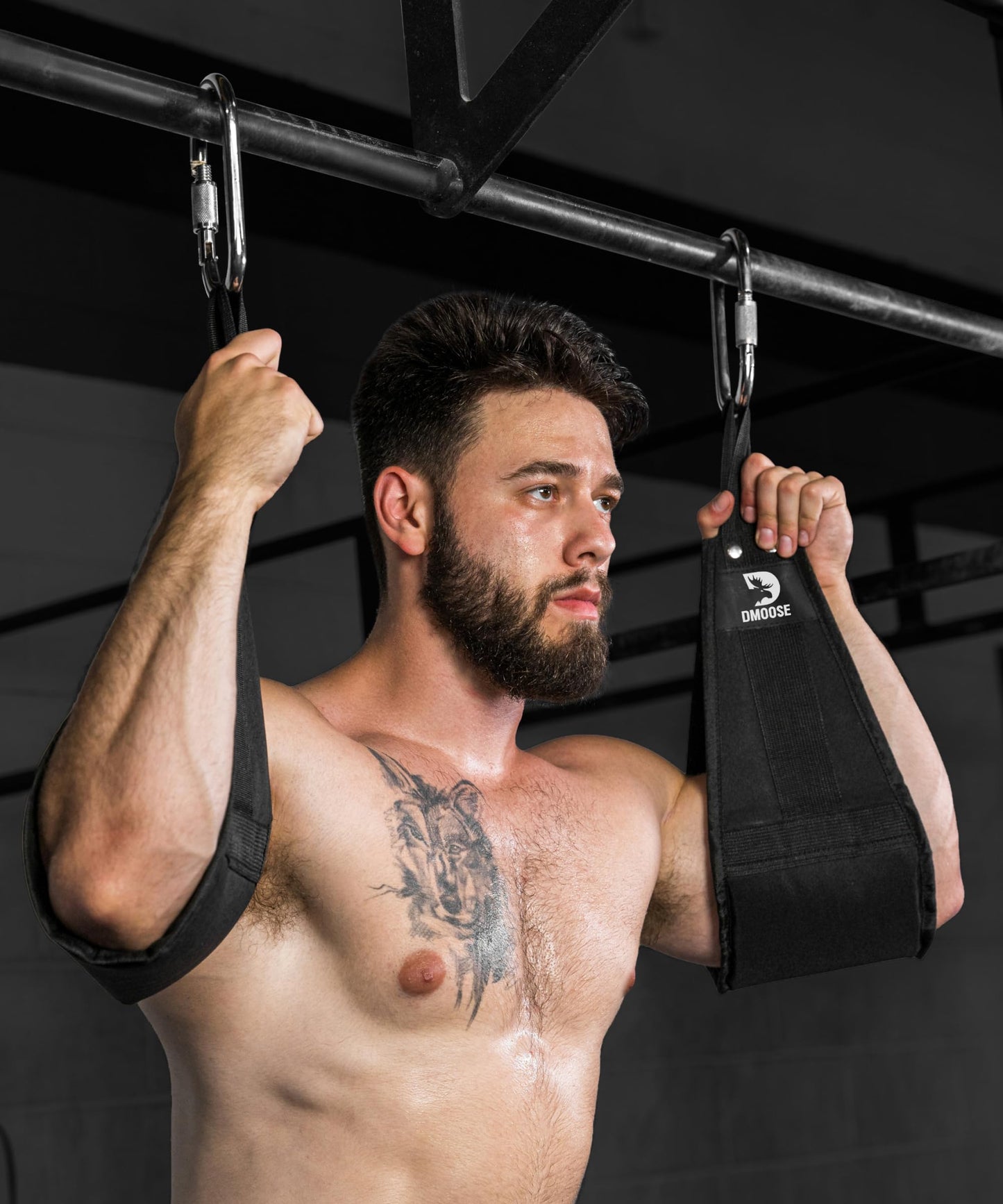 DMoose Fitness Premium Ab Straps for Abdominal Muscle Building, Arm Support for Ab Workout, Hanging Ab Straps for Pull Up Bar Attachment, Ab Exercise Gym pullup Equipment for Men Women (Brown)