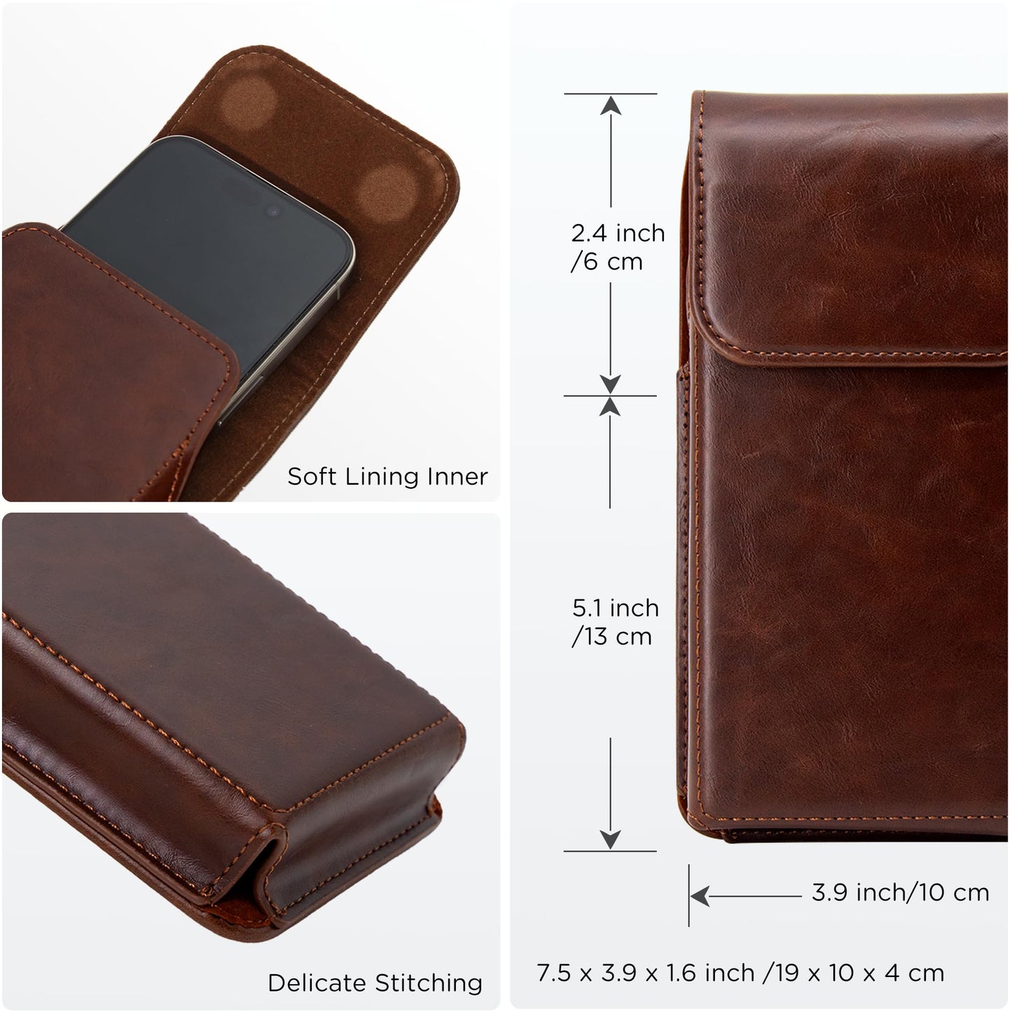 INGIDO Holster for Galaxy S25 Ultra S24 Ultra S23 Ultra 5G Note 20 Ultra 5G Note 10+ Plus 5G, Premium Leather Pouch with Belt Clip Phone Holster Belt Case, Coffee -XL