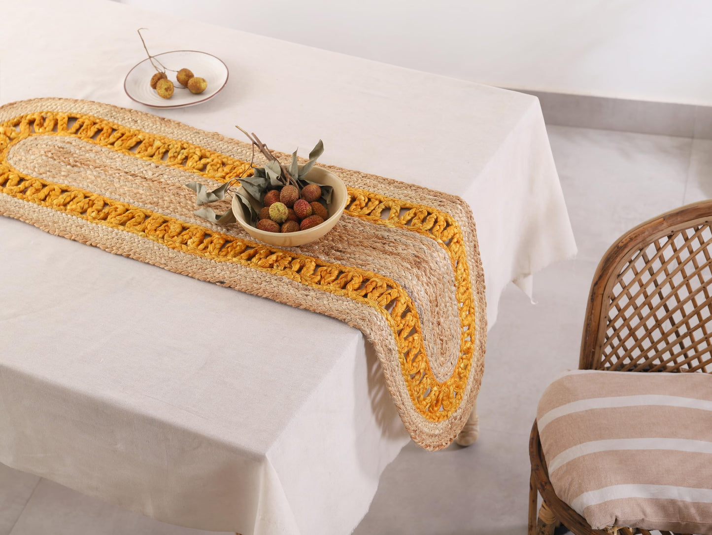Madhu International Natural Jute Oval Table Runner 13x36 Inch – Handwoven Boho Burlap Rug for Dining Table, Rustic Farmhouse Kitchen Decor, Eco-Friendly Coffee Table Accent & Wedding Decor