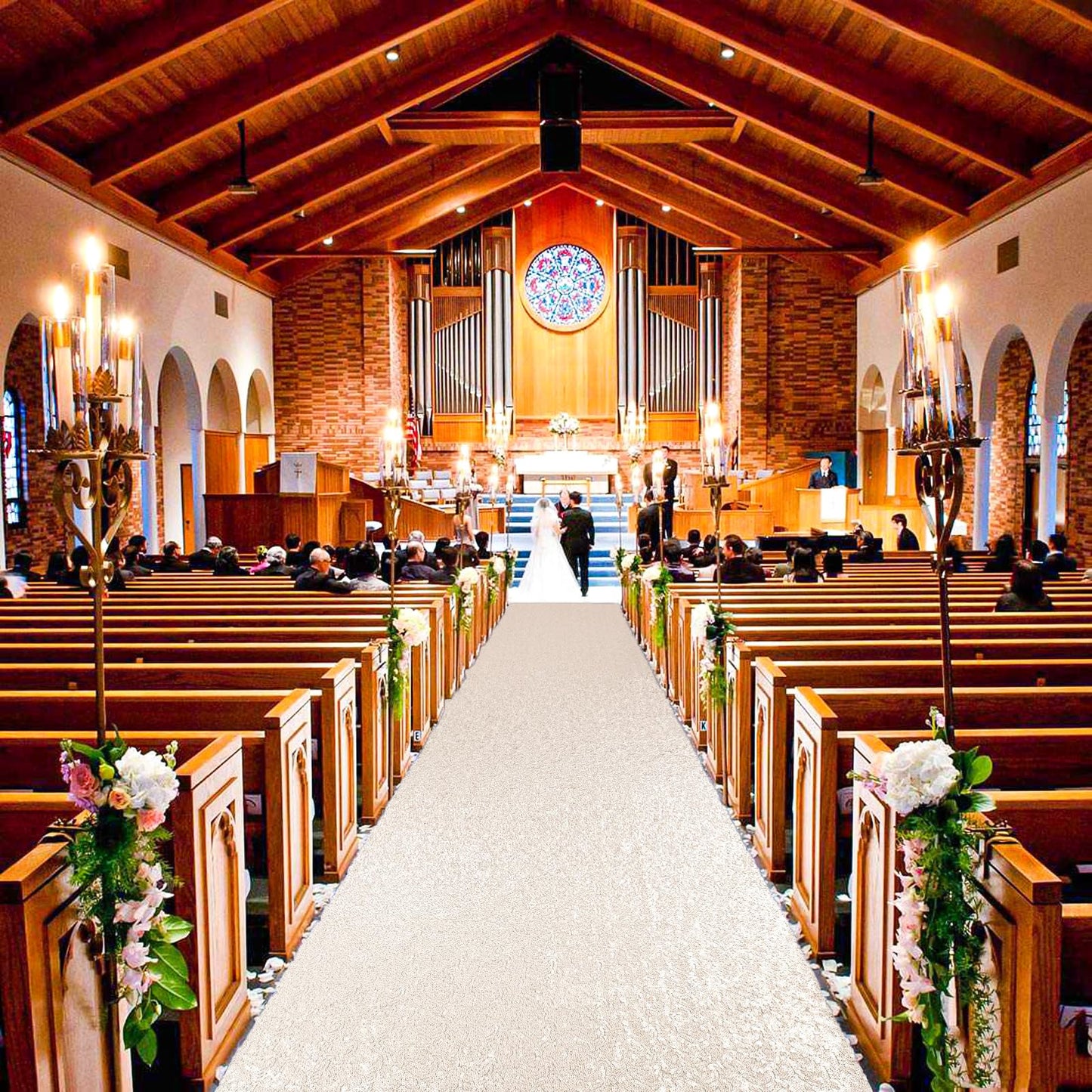 ShiDianYi Ivory 2FTX15FT Sequin Aisle Runner for Wedding Ceremony