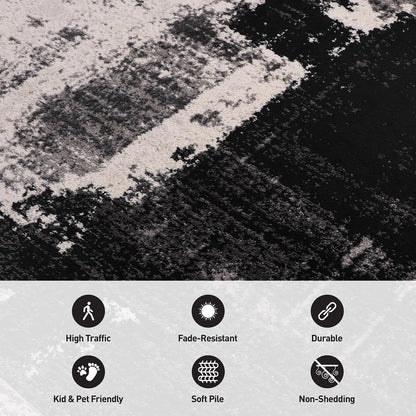 Rugshop Modern Abstract Design Non Shedding Soft Ideal for Living Room,Bedroom,Kitchen Area Rug 5' x 7' Black