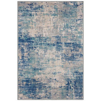 KILOCOCO Abstract Area Rug 3x5 Entryway Rug Washable Kitchen Rugs Non Slip Soft Printed Entrance Rugs Indoor Mat for Front Door Foyer Farmhouse Living Room Floor Carpet, Blue/Grey/Beige