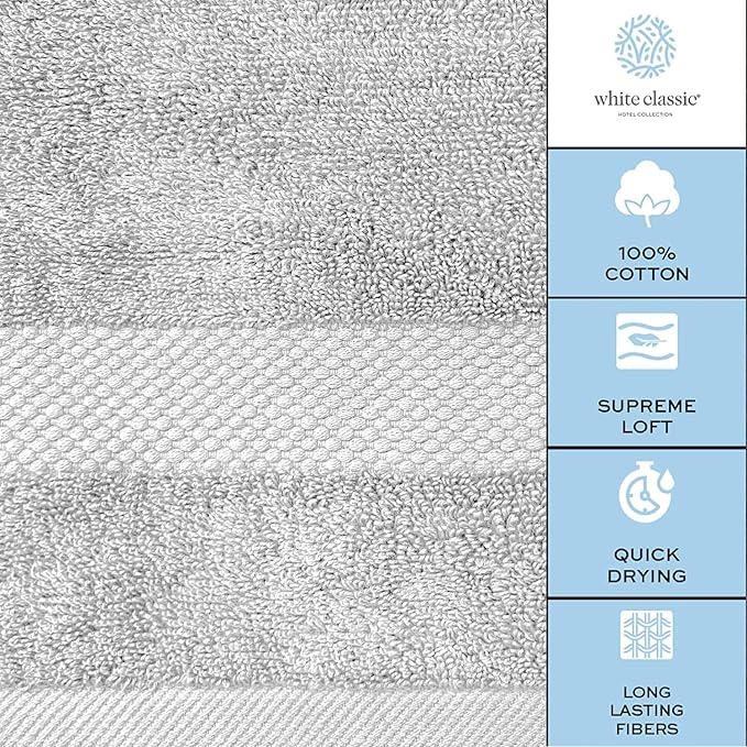 White Classic Luxury Silver Hand Towels