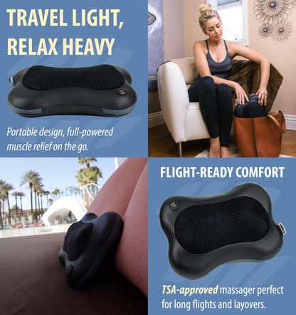 Zyllion Shiatsu Back and Neck Massager with Heat (FSA HSA Eligible) 3D Kneading Deep Tissue Massage Pillow for Muscle Pain Relief, Arthritis, Sciatica, Plantar Fasciitis on Shoulder, Leg, Foot ZMA-13
