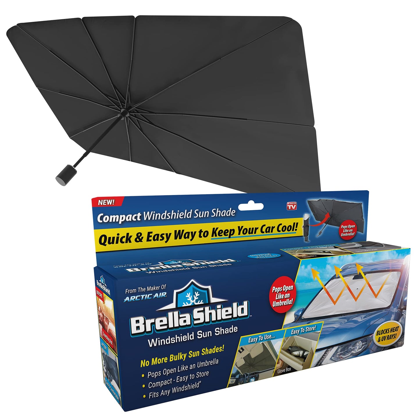 Ontel Brella Shield by Arctic Air, Car Windshield Sun Shade, One-Size (31x57"), As Seen on TV