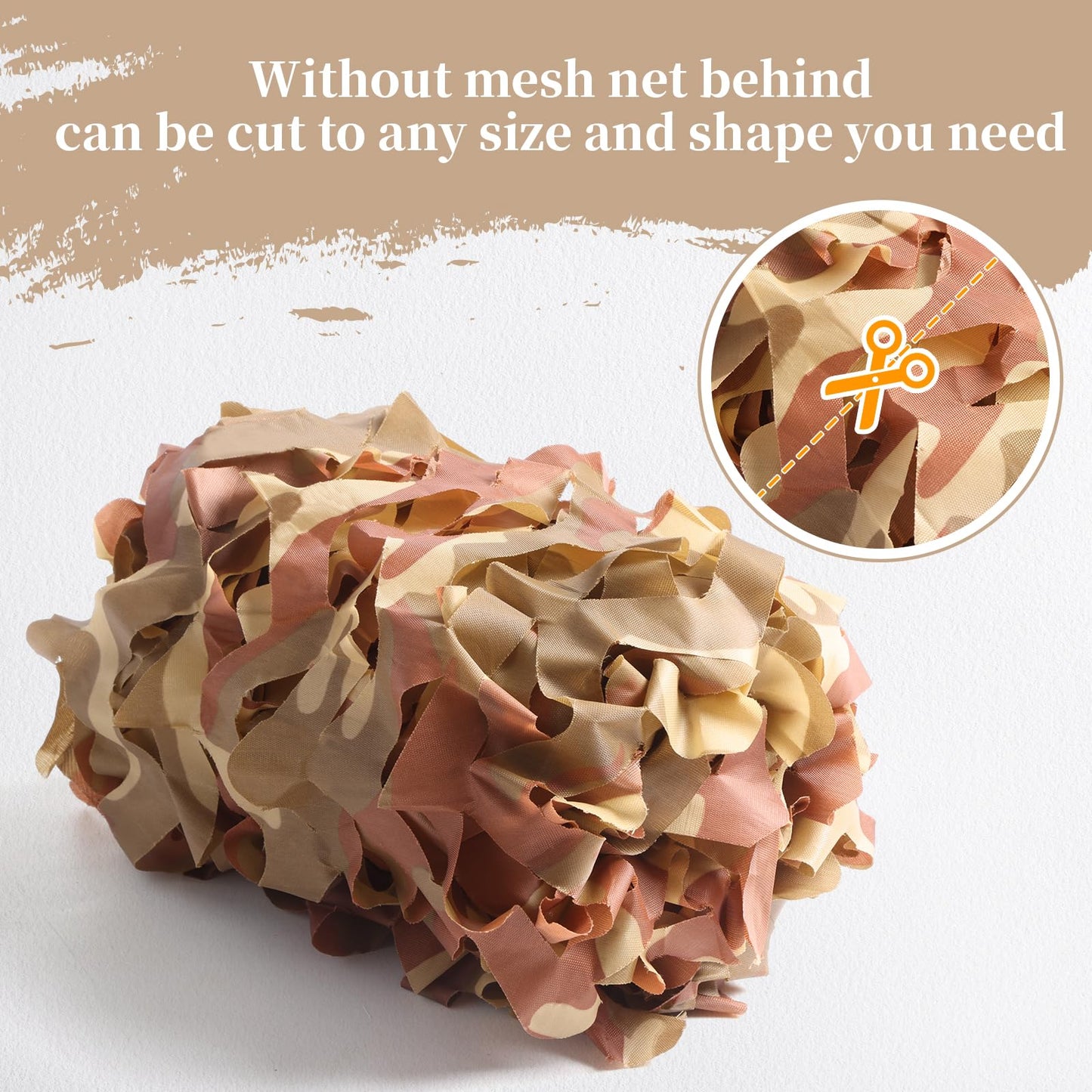 Yeacool Camo Nettin Bulk Roll Camo Net Camo Cover Camouflage for Hunting Blind Military Party Decor Canopy Outdoor Photo Background Window Screen Cover (Desert, 32.8ftx4.9ft, 10m*1.5m)