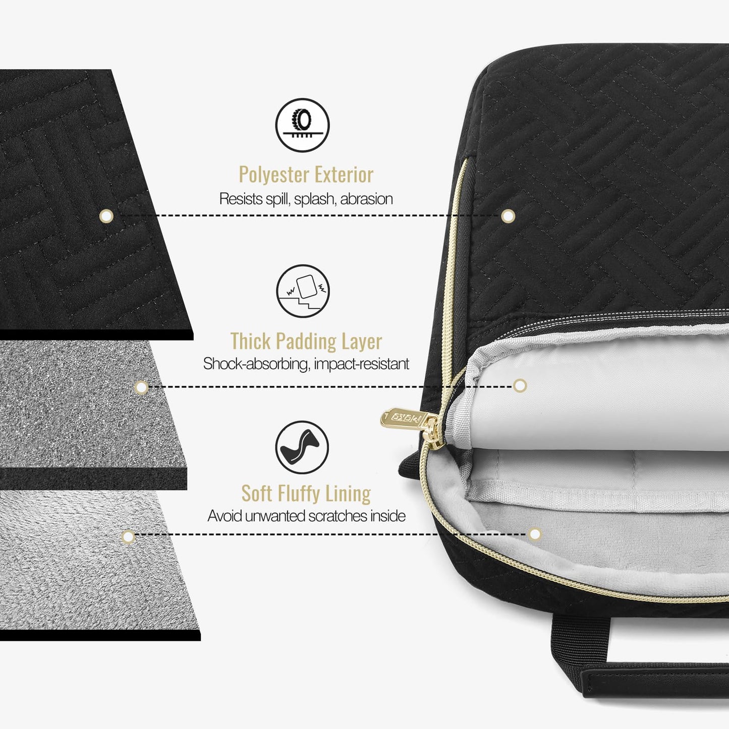 MoKo 13 Inch Puffer Tablet Sleeve Bag for New 13" iPad Air M4 2026 / Pro M5, iPad Pro 12.9" M2&M1, Galaxy Tab S8/S9 Plus 12.4", 360° Edge Protection Puffy Bag with Handle & Shoulder Strap, Black