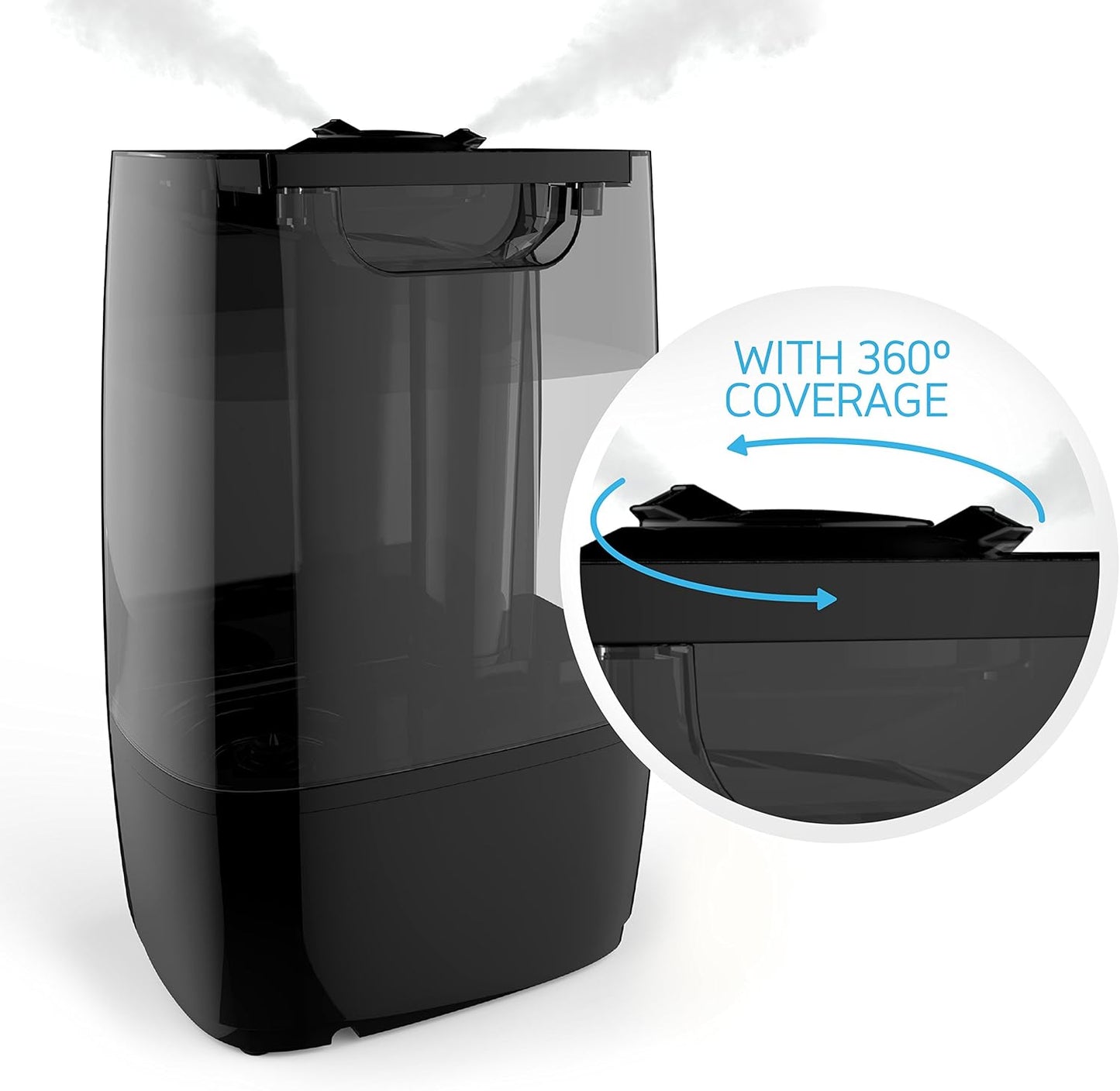 Pure Enrichment HumeXL Pro Warm and Cool Mist Humidifier - Easy-to-Clean 5-Liter Water Tank, Humidity Sensor, Two 360-Degree Rotating Mist Nozzles, Touch-Button Control, LED Display and Remote Control