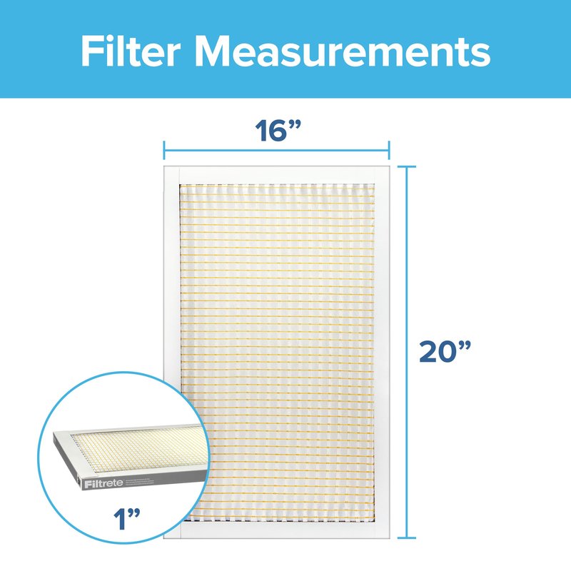 Filtrete 16x20x1 Air Filter MERV 5, 6-Pack AC Furnace HVAC, MPR 300 Basic Dust Defense, Pleated Electrostatic, Removes Lint