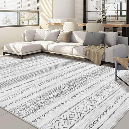 Nakagishi Area Rug Living Room Rugs: 5x7 Machine Washable Boho Large Neutral Farmhouse Stain Resistant Moroccan Indoor Floor Carpet for Bedroom Nursery Dorm Classroom Playroom Dining Room House- Grey