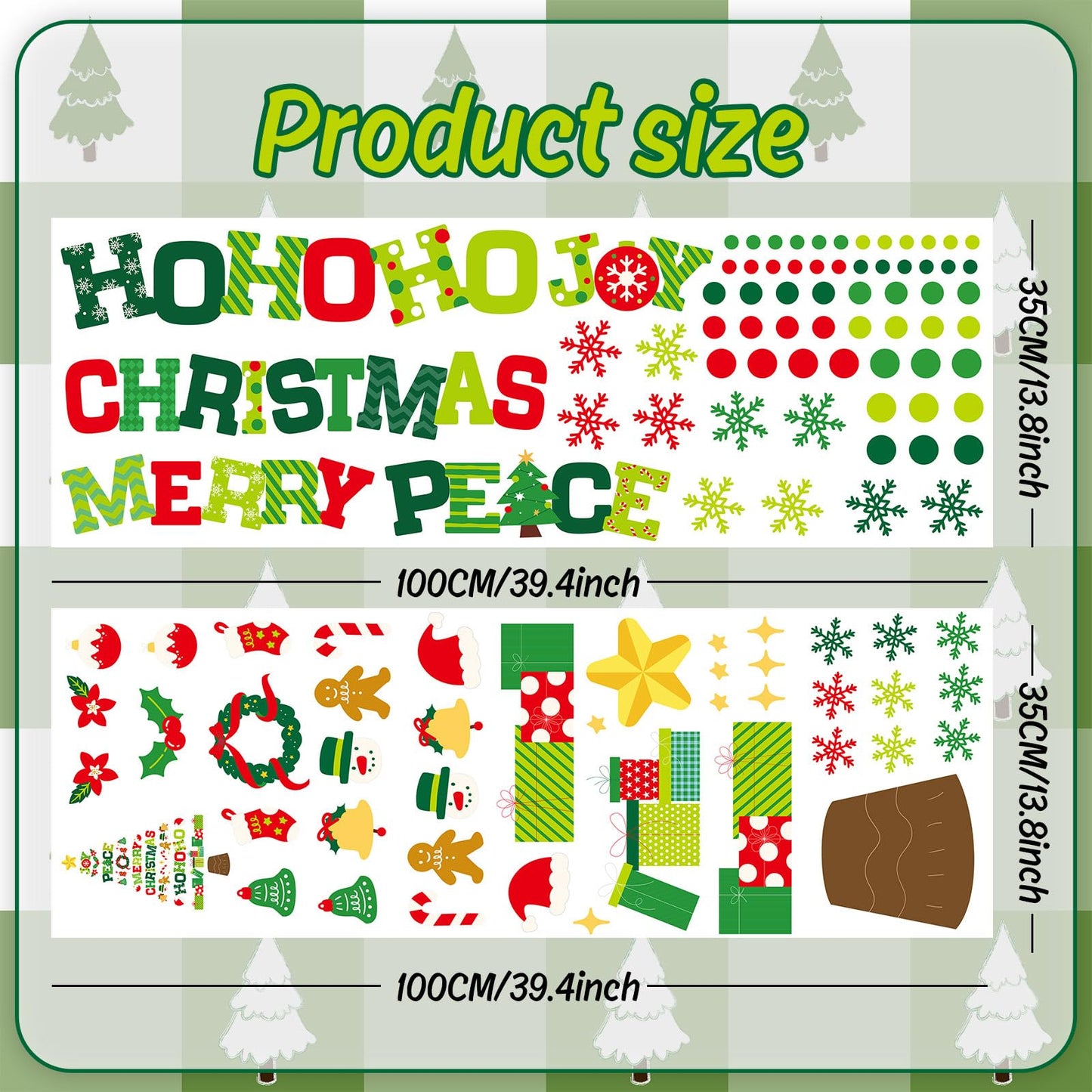 JarThenaAMCS 13.8 * 39.4'' Extra Large Christmas Tree Door Sticker 2 Sheet Merry Quotes Tree Wall Decal Mural Sticker Bulletin Board Decor for Xmas Winter Holiday Home Classroom Office Window
