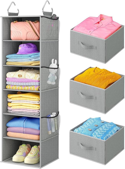 Pipishell Hanging Closet Organizer 6-Shelf, Hanging Shelves